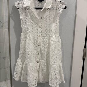 White Eyelet Kids Casual Dress